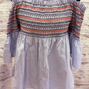 Elegant Off-Shoulder Striped Blouse